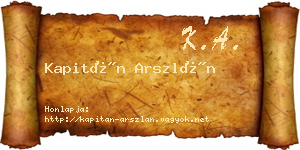 Kapitán Arszlán névjegykártya
